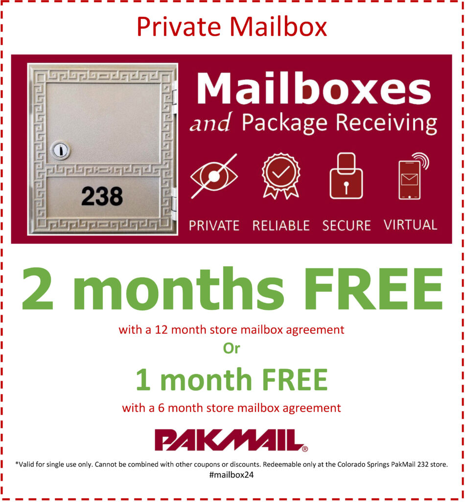 PakMail 232 Mailbox Coupon